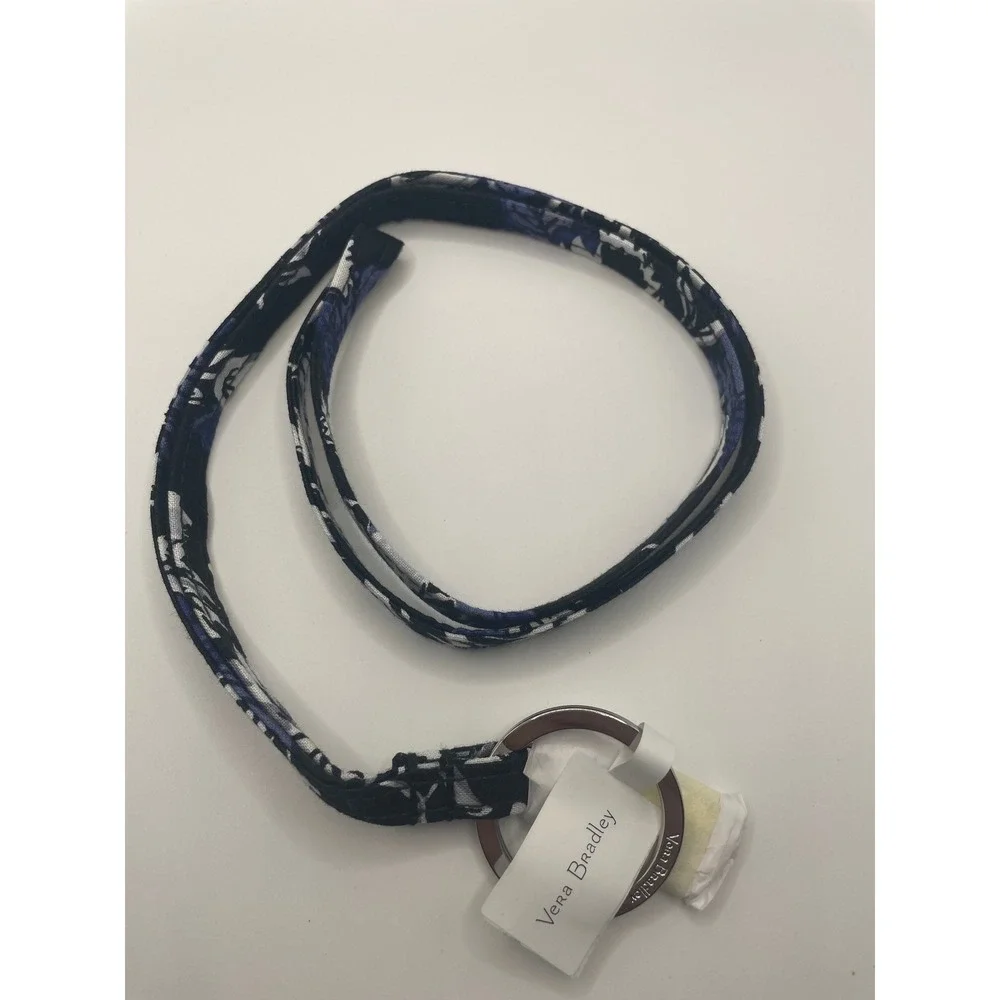 Vera Bradley Frosted Floral 18 Inch Lanyard Blue Black White NWT 24166-T89